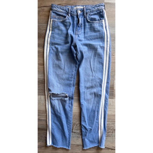 Bershka : straight cropped stripe side jeans - Picture 3 of 10